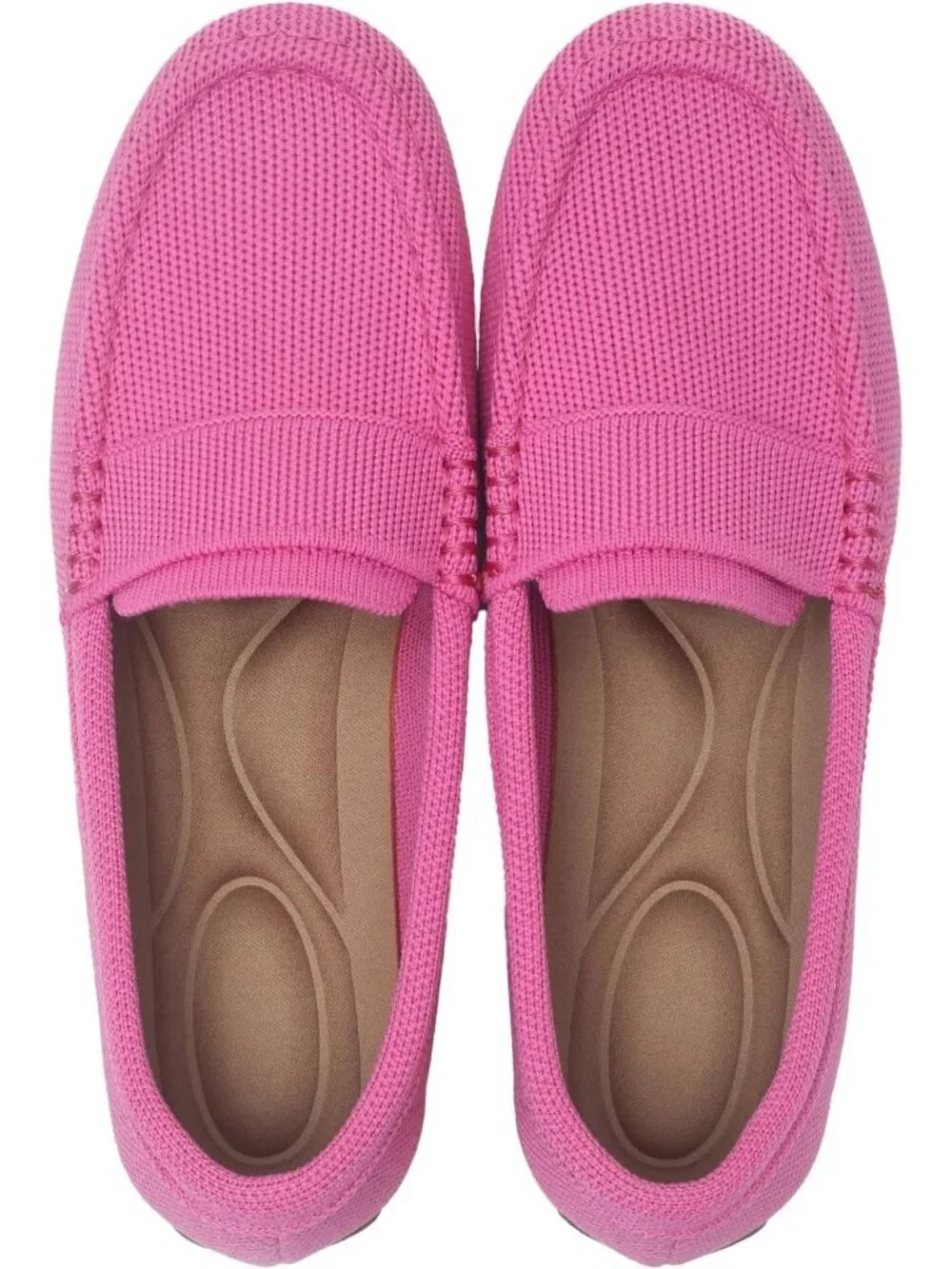 🆕Women's Pink Lightweight Knitted Loafers Casual Flat Shoes Comfortable